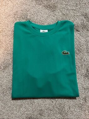 Lacoste Green Short Sleeve Crewneck Tee with Crocodile Logo